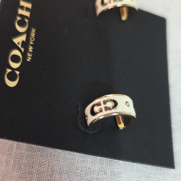 Coach Women's Huggie Monogram Earrings - Picture 3 of 5